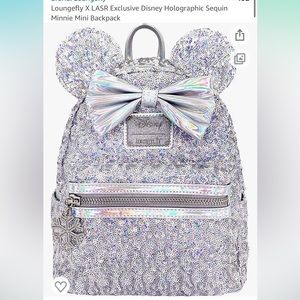 Loungefly X LASR Exclusive Disney Holographic Sequin Minnie Mini Backpack
